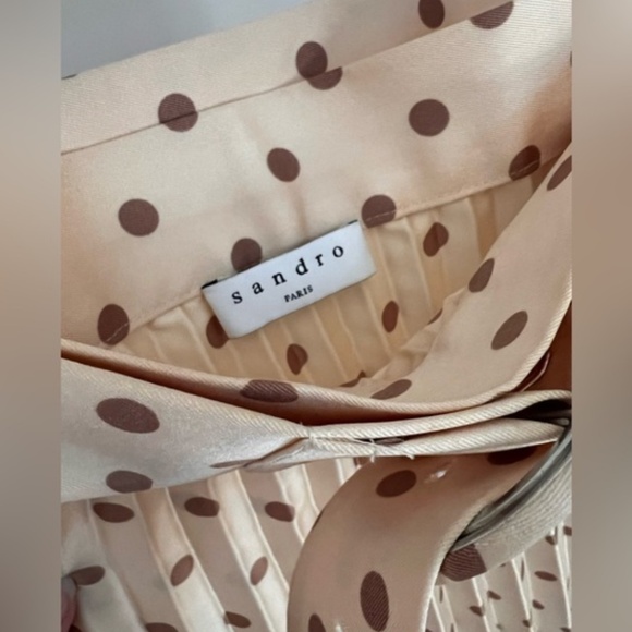 Sandro polka dotted asymmetrical pleated hem skirt size 4 - Picture 4 of 5